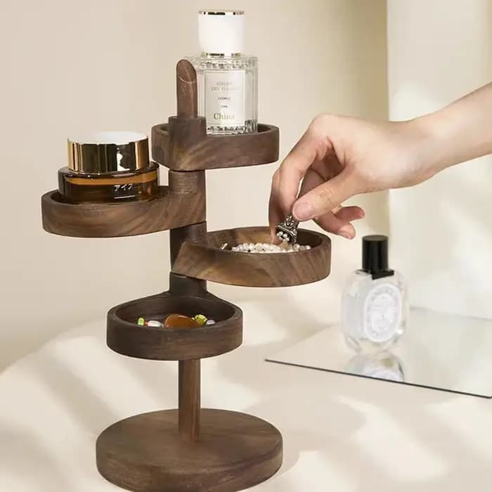 Support de rangement rotatif multicouche en bois