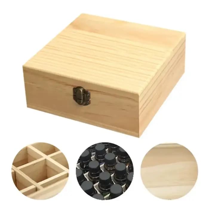Boîte de Rangement en Bois pour Huiles Essentielles, Conteneur d'Aromathérapie HI, 12/25 Fentes
