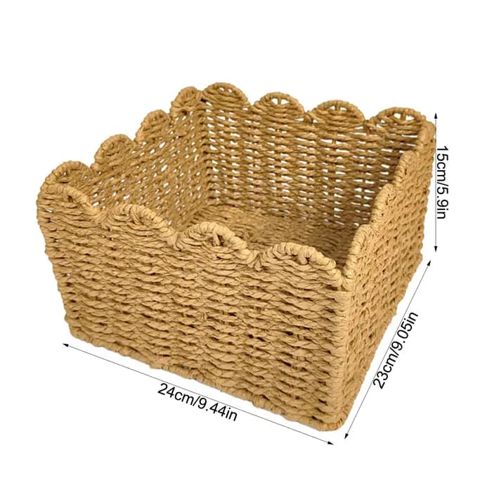 Panier de rangement polyvalent en osier grande capacité en corde de papier pour l'organisation de la chambre et du salon