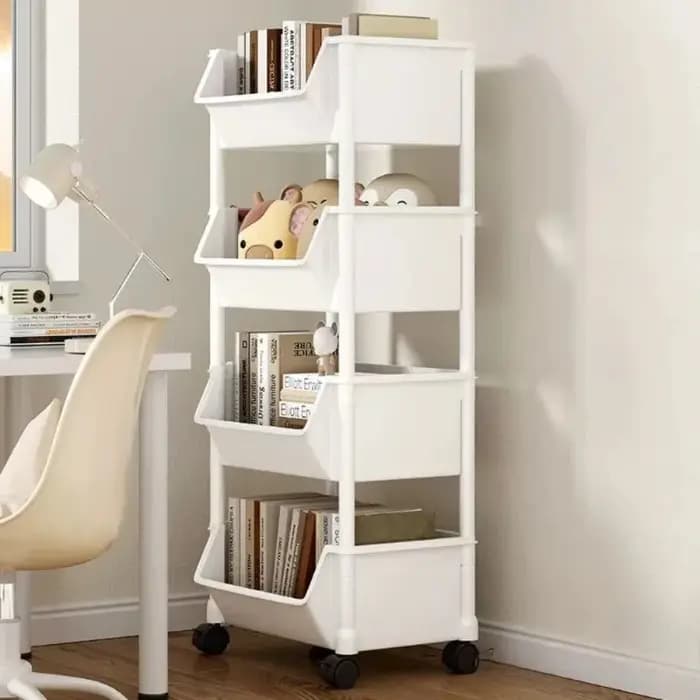 Chariot de rangement mobile multi-niveaux avec roulettes pour la maison