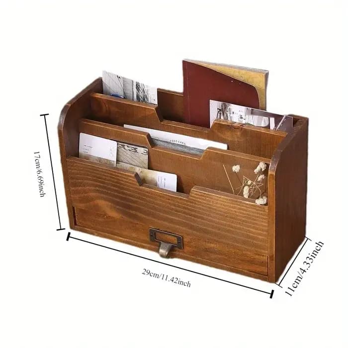 Boîte de rangement à tiroir de bureau en bois Vintage polyvalente