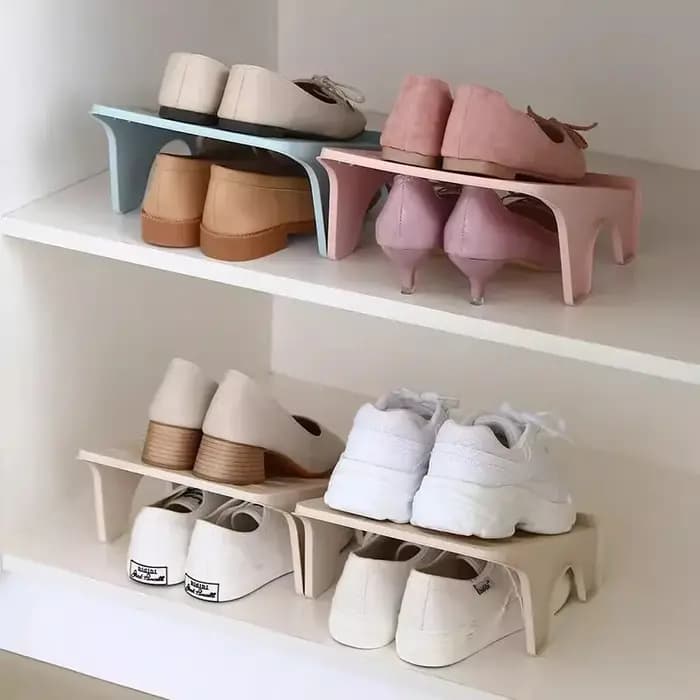 Étagère à chaussures empilable à 2 niveaux en plastique