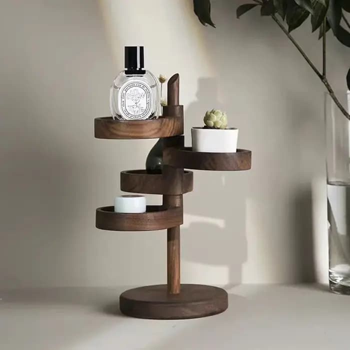Support de rangement rotatif multicouche en bois