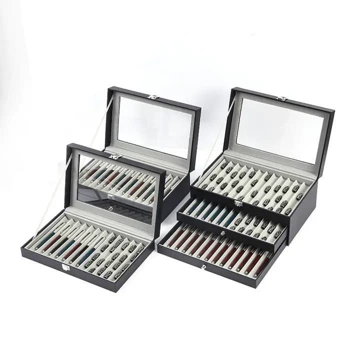 Boîte de rangement anti-poussière pour stylo noir de luxe de grande capacité