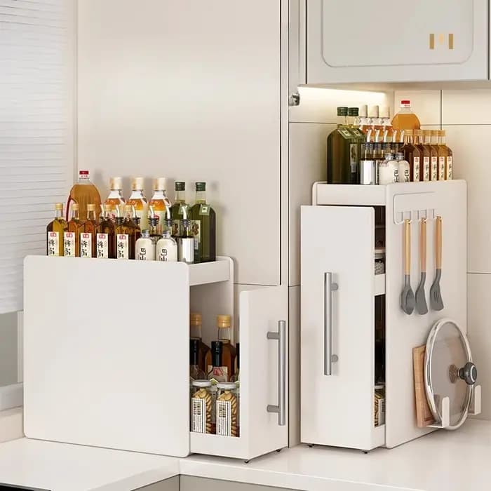 Étagère à épices extractible pour comptoir de cuisine étroit