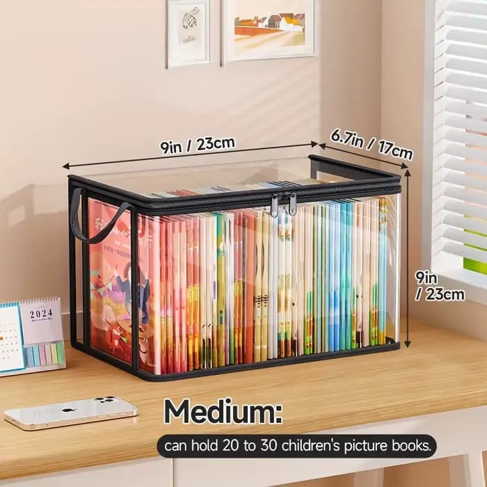 Sac de rangement en PVC avec couvercle rabattable et fenêtre de visualisation – Organisateur rectangulaire durable pour