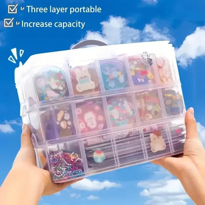 Boîte de rangement à compartiments réglables à 3 niveaux