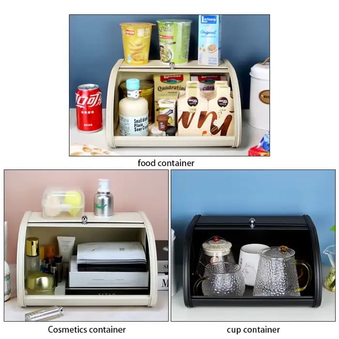 Boîte à pain Boîte de Rangement en Métal Noir pour citrouille