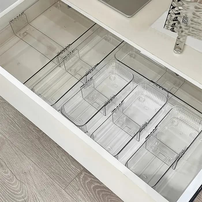 Boîte de rangement à tiroirs transparente extensible de haute qualité