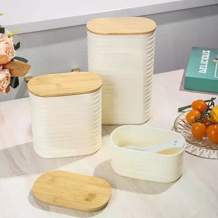 Pot de conservation alimentaire en bois avec couvercle - Contenant de rangement de cuisine hermétique avec couvercle pour un rangement et une organisation efficaces de la garde-manger