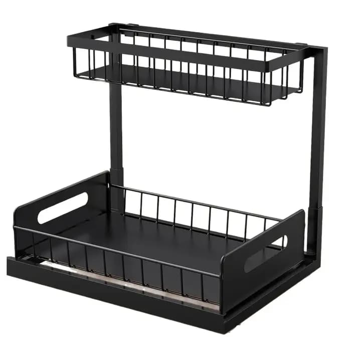 Organisateur de rangement sous l'évier, étagère coulissante à 2 niveaux pour armoire, étagères de ra