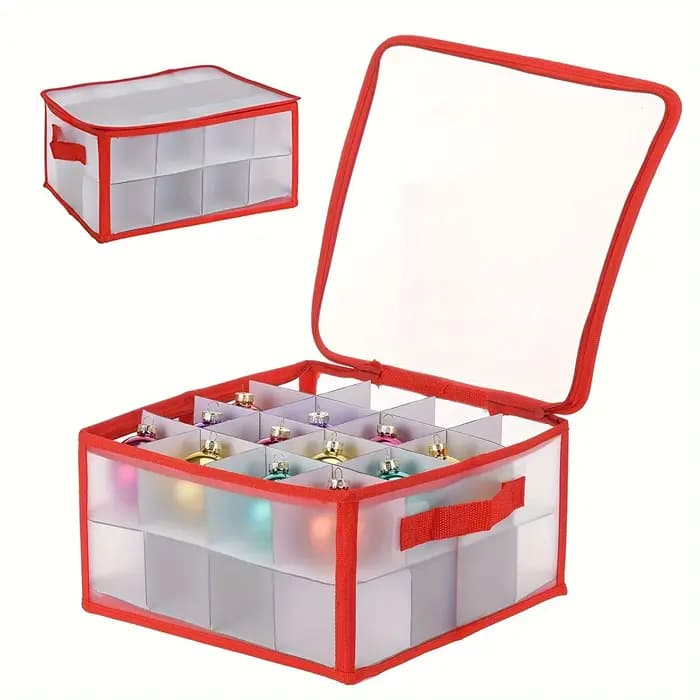 Boîte de rangement d'ornements de noël avec poignée