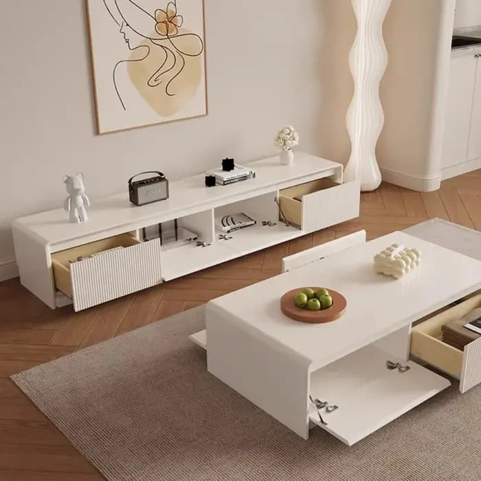 Meuble TV moderne pour salon avec tiroirs dissimulés