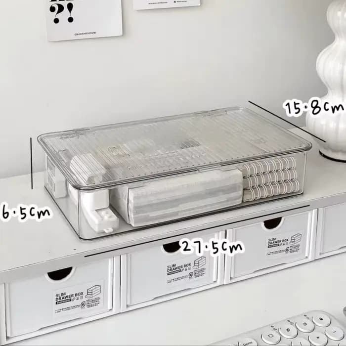 Boîte de rangement de bureau de grande capacité avec couvercle, boîte de rangement de cosmétiques, f