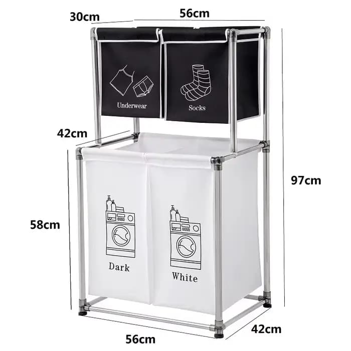 Panier à linge multicouche avec support de tri