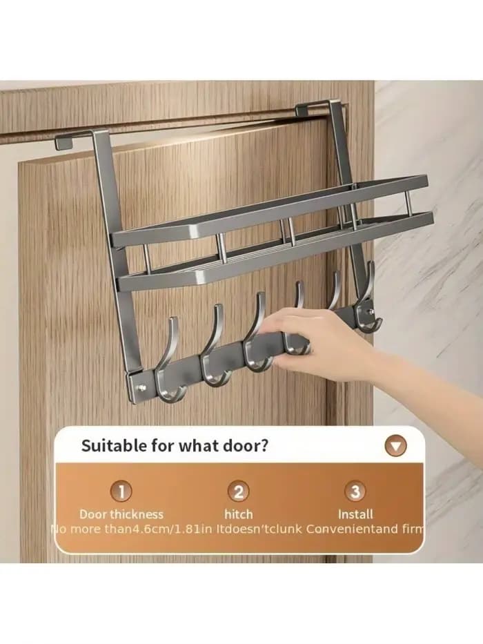 Support de rangement au-dessus de la porte facile à installer – Crochets métalliques multifonctionnels pour