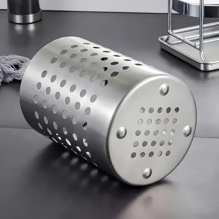 Boîte de rangement pour baguettes en acier inoxydable cylindrique