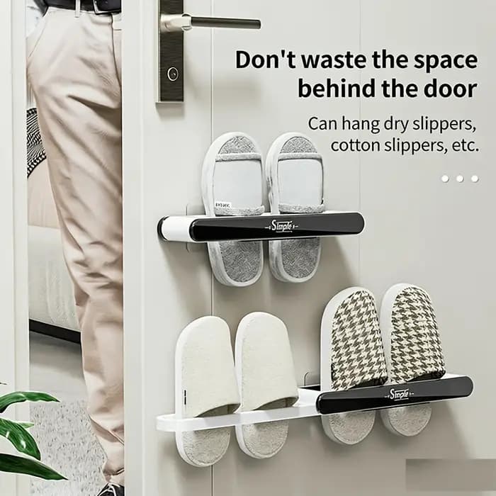 Support de rangement rotatif et pliable pour chaussons de salle de bain – Organisateur mural ou à suspendre derrière la