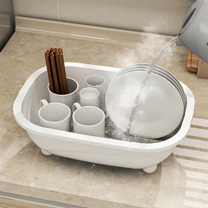 Armoire de séchage de vaisselle anti-poussière – Organisateur de cuisine peu encombrant avec drainage rapide