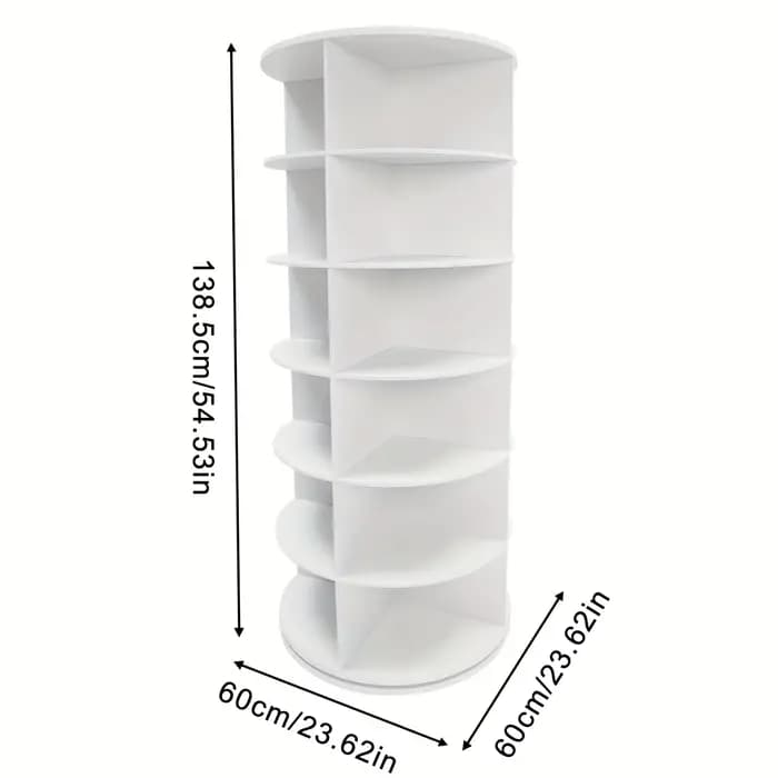 Étagère à chaussures verticale à 7 niveaux - 360 ° Tour rotative | Rangement pliable peu encombr