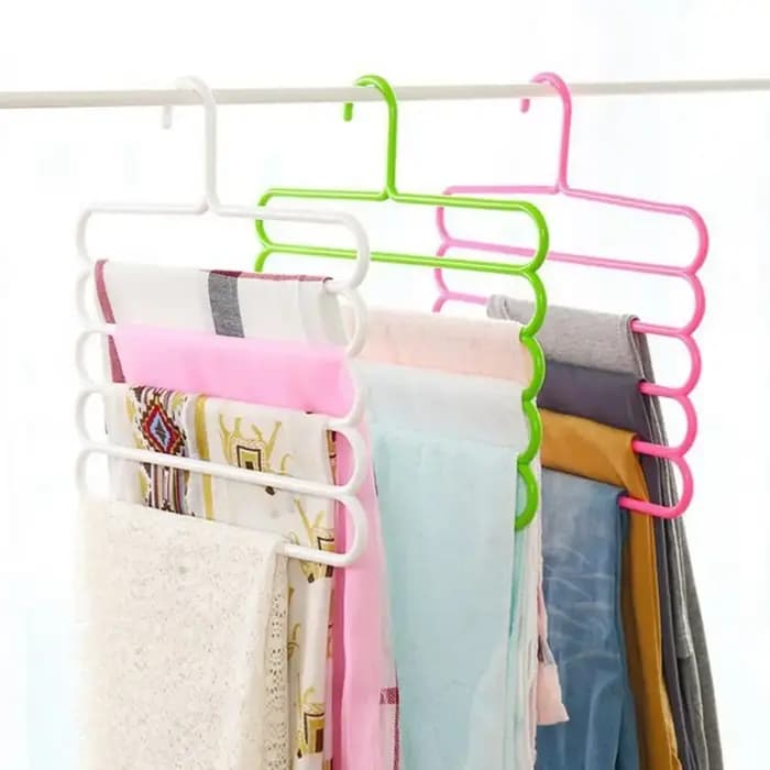 Organisateur de rangement pour pantalons et foulards à 5 niveaux coloré pour armoire domestique