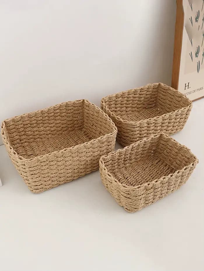 Panier de rangement tissé à la main — Organisateur pour la maison et le bureau, pour articles divers