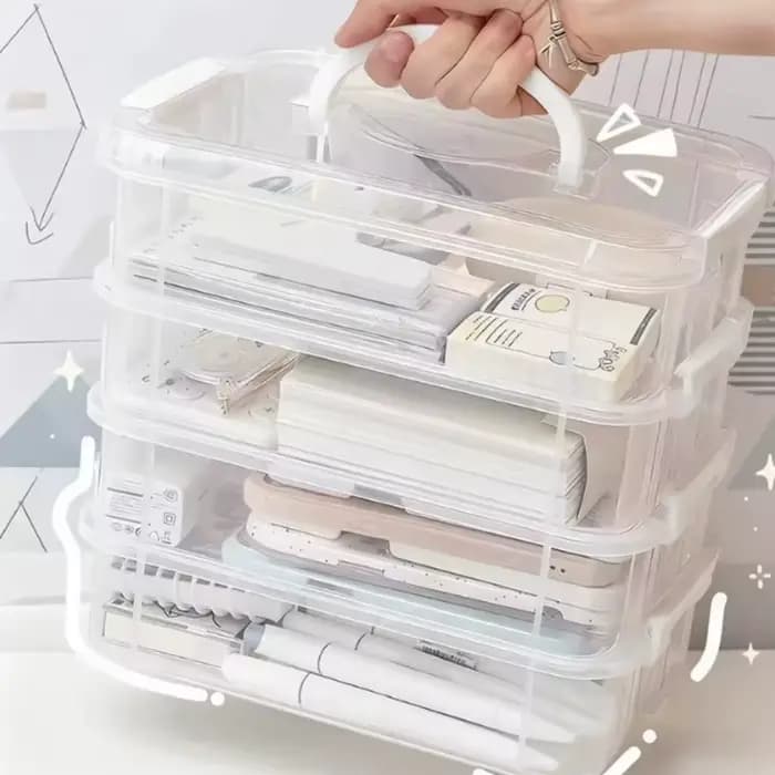 Boîte de rangement en plastique transparent à 4 couches
