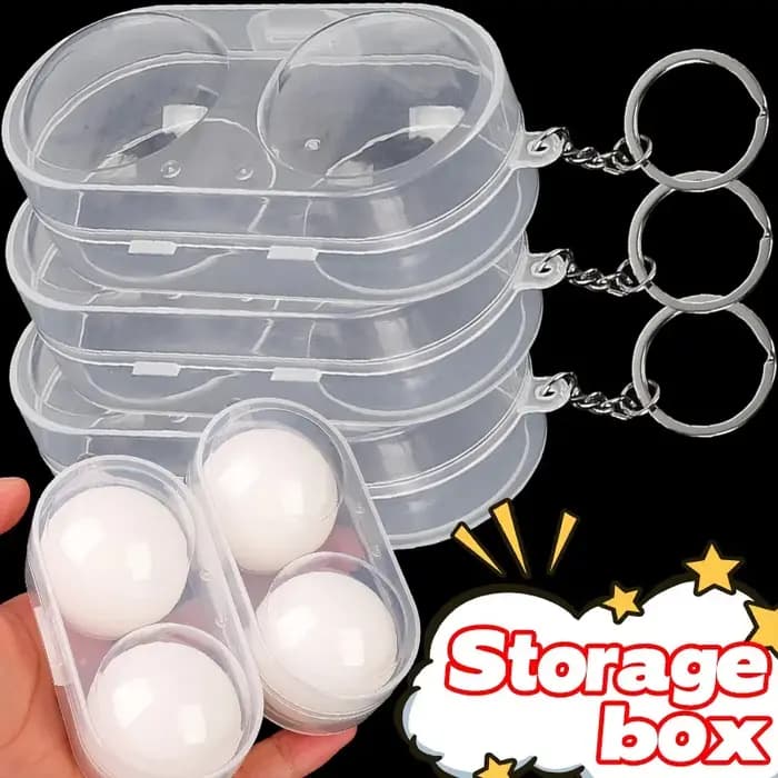 Boîte de rangement pour balles de tennis de table, pour 2 balles de ping-pong, étui transparent portable avec porte-clés pour équipement d'entraînement sportif