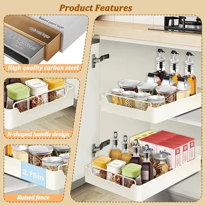 Boîte de rangement de cuisine avec Rail coulissant, armoire extractible, étagère de rangement pour é