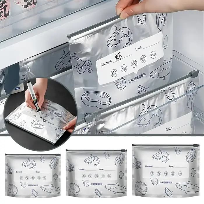 Sacs de conservation en aluminium, organisateurs scellés pour congélateur, emballages alimentaires réutilisables, sacs anti-odeurs pour garde-manger, essentiels de cuisine