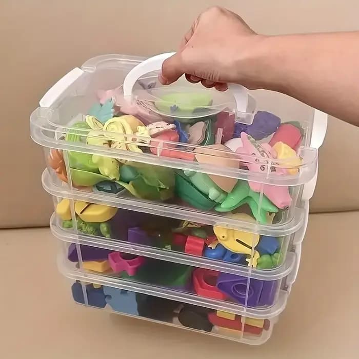 Boîte de rangement en plastique transparent à 4 couches