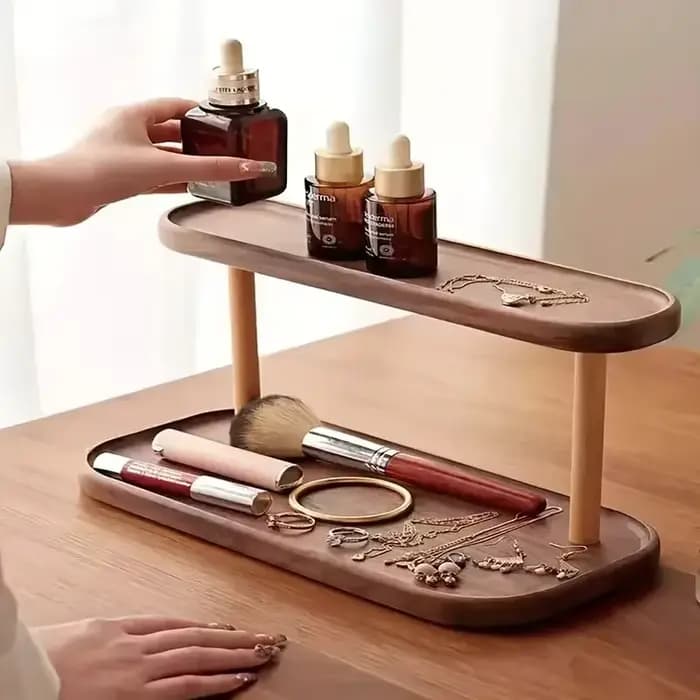 YUZI – étagère de rangement en bois à 2 niveaux