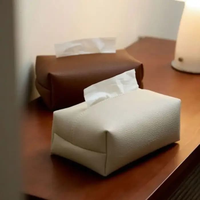 Boîte à mouchoirs en cuir artificiel