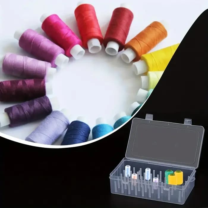  Boîte de rangement de fil à coudre 42 bobines, boîte de rangement de fil à coudre Portable en plastique transparent de grande capacité pour fournitures de broderie