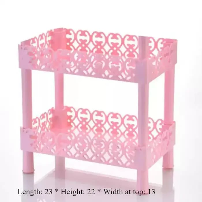 Étagère de rangement rose à 2 ou 3 niveaux, faite à la main, pour la maison, la chambre à coucher, le bureau, la salle d'étude, pour ranger les figurines d'anime, étagère de rangement en plastique.