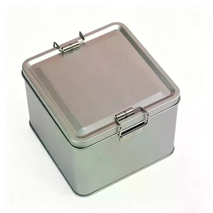 Boîte rectangulaire en métal, style ancien, pour rangement et emballage de gâteaux, durable avec couvercle et boucle, organisateur