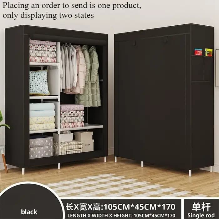 Armoire multifonctionnelle anti-poussière en tissu non tissé pour chambre à coucher, idéale pour mai