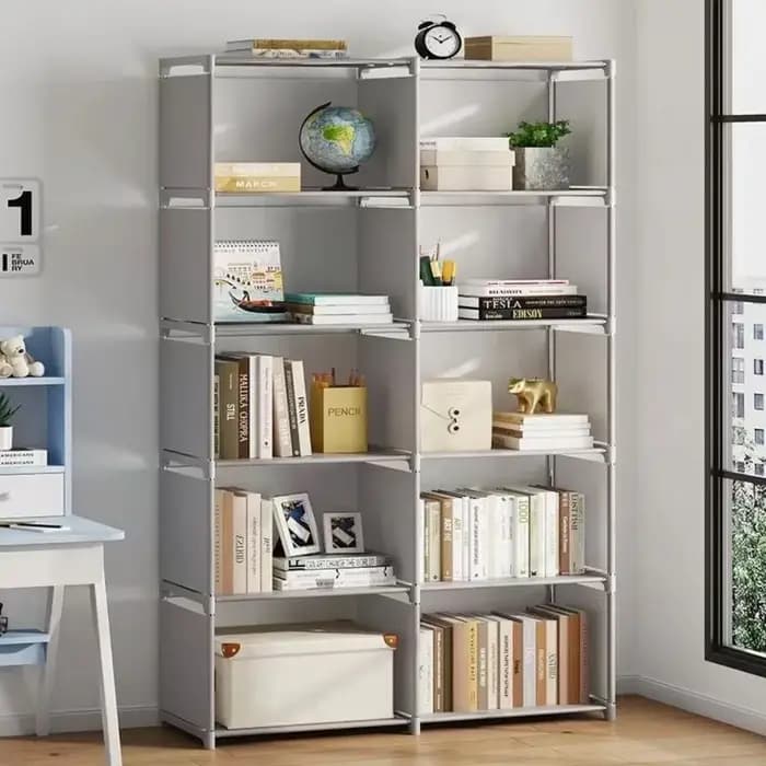 Étagère simple à monter soi-même, bibliothèque, armoires de rangement faciles à assembler, étagère pour livres, organisateur de rangement peu encombrant pour articles divers, mobilier de maison