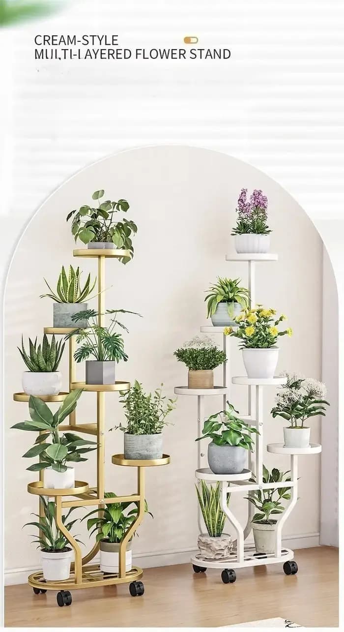 Support pour plantes, support pour fleurs, organisateur de pots de fleurs, fer à 9 couches, étagère de rangement pour plantes, support pour pots, rouleau organisateur