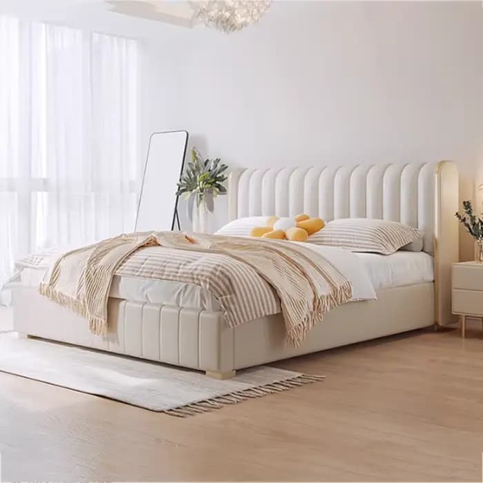 Lit Double Simple violet tissu blanc personnalisé nordique moderne rangement Loft lits chambre 180X200 Cm Letto Matrimoniale meubles