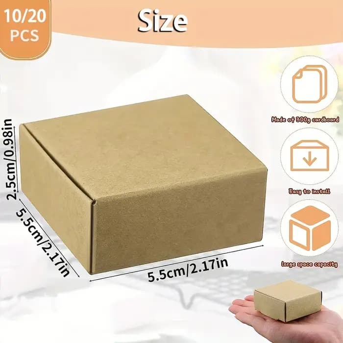 Mini boîtes en carton Kraft 10/20 pièces, 2.16 "x 2.16" x 0.98 "-convient aux emballages, artisanat et coffrets cadeaux de vacances pour petites entreprises