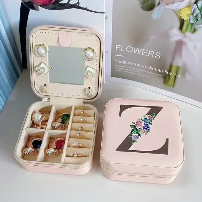 Boîte à bijoux en cuir personnalisée avec fermeture éclair