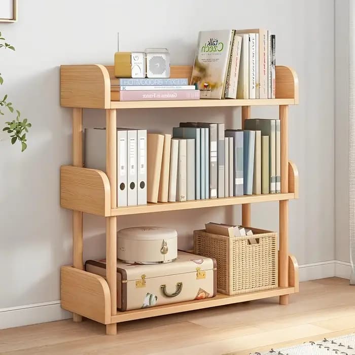 Wayifair Home Furniture Store Bibliothèque d'exposition moderne avec bord supérieur et cadre en bois