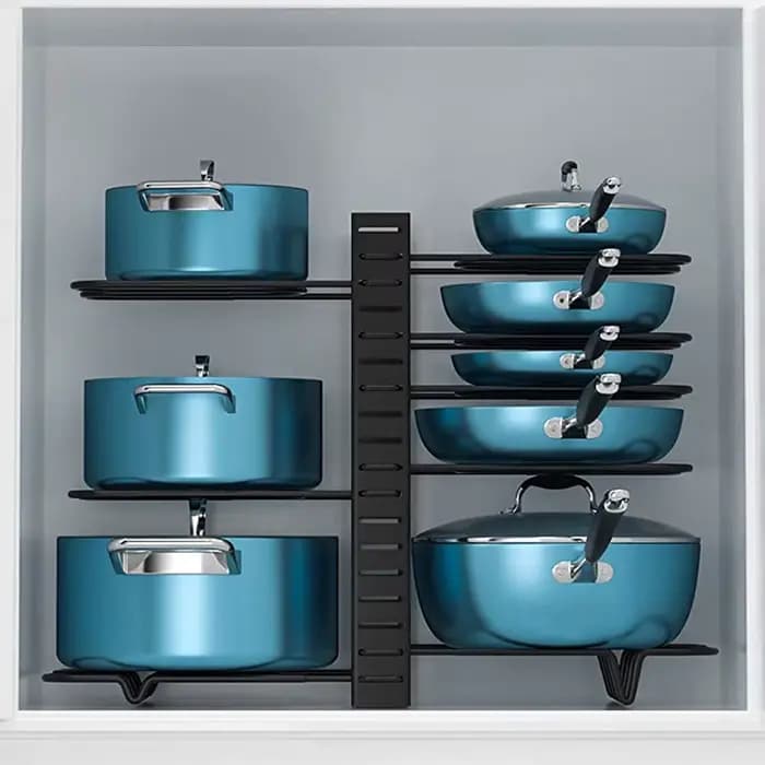Support organisateur de casseroles à 8 niveaux, 3 méthodes de bricolage, armoire réglable, garde-man