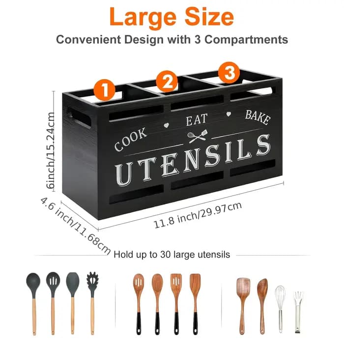 Support à ustensiles de cuisine en bois