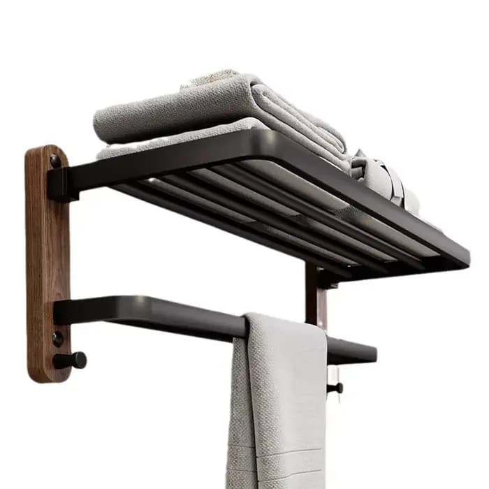 Porte-serviettes de salle de bain en noyer