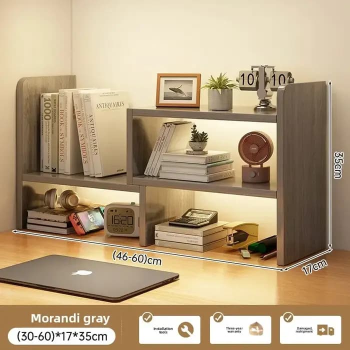 Étagère de rangement de bureau, étagère de rangement pour bureau, étagère de bureau simple multi-niveaux télescopique, petite bibliothèque de bureau à domicile