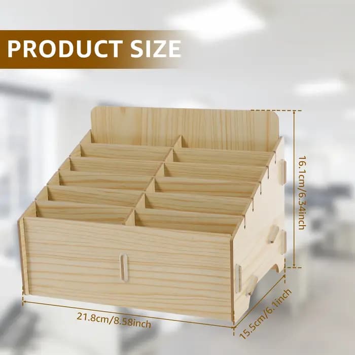 Boîte de rangement en bois pour téléphone portable, support de téléphone portable, bureau multifonct