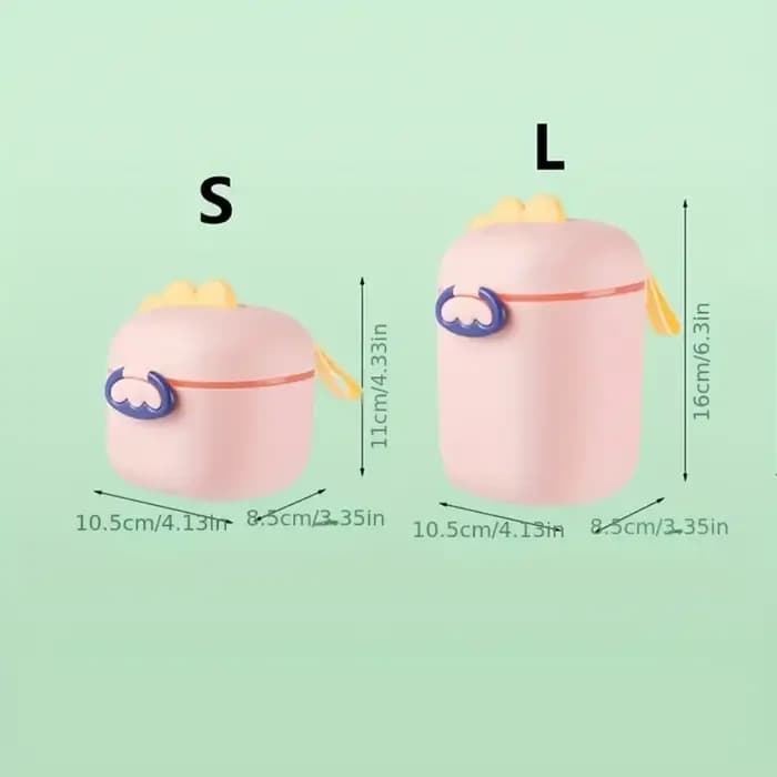 Distributeur de lait en poudre avec cuillère, boîte de rangement portable pour lait en poudre en forme de dinosaure avec poignée, fruits