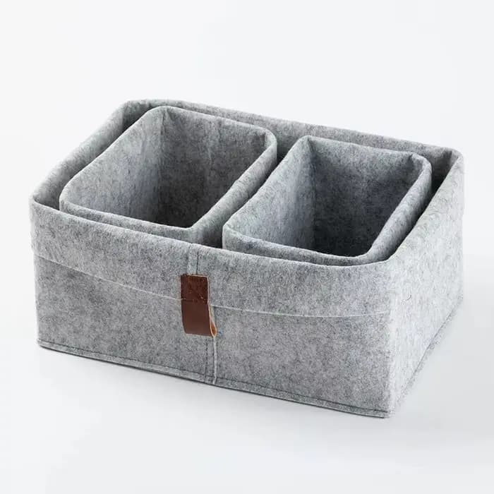 Panier de rangement de bureau en feutre pour chambre à coucher